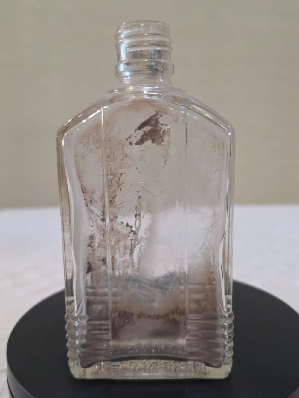 Antique Art Deco Lehn Fink L&F Products Corp Glass Embossed Apothecary Bottle